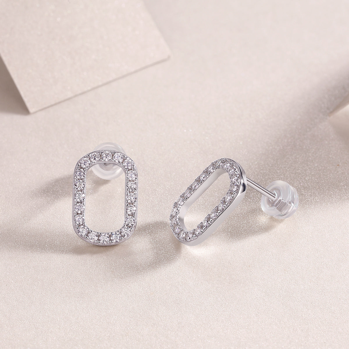 Minimalist Sterling Silver Stud Earrings with Moissanite