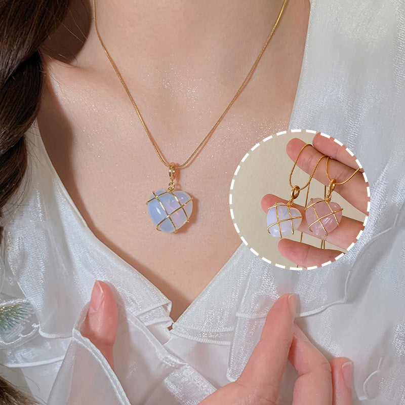 Fashion Girl’s Moonstone Necklace – Cartoon Love Pendant