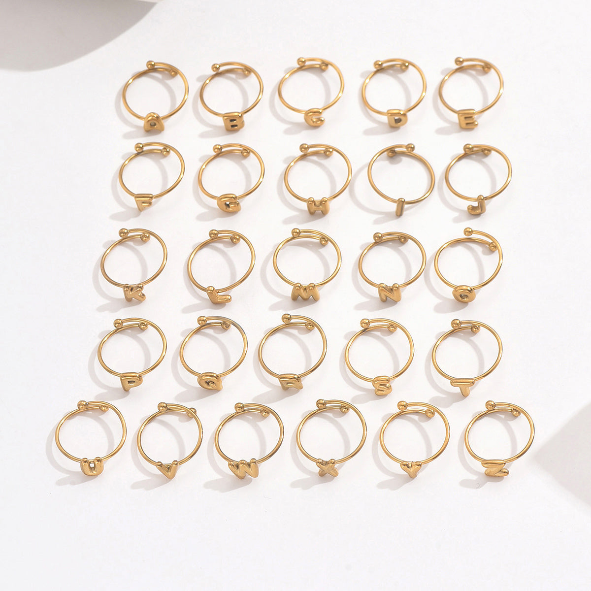 ✨ Laxly 18K Gold-Plated Stainless Steel Initial Ring for Women – Adjustable Minimalist A-Z Letters