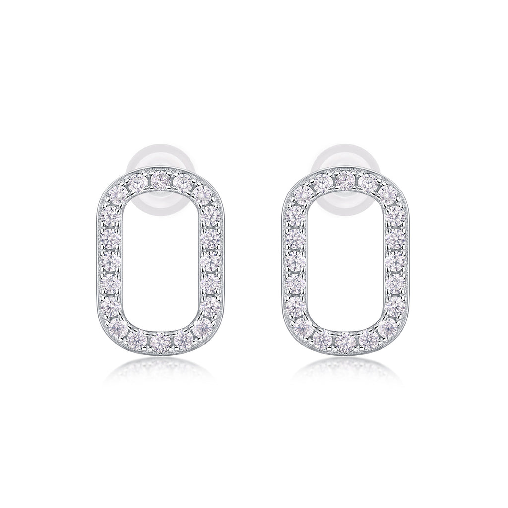 Minimalist Sterling Silver Stud Earrings with Moissanite