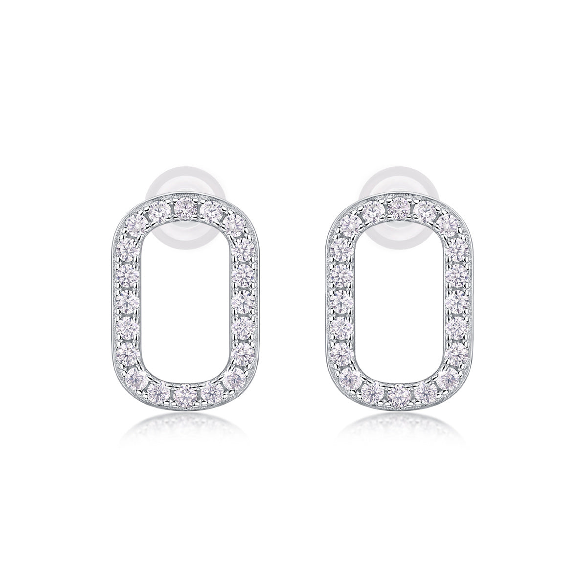 Minimalist Sterling Silver Stud Earrings with Moissanite