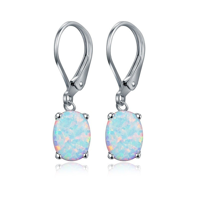 Elegant Four-Claw Opal Earrings – European & American Ornament