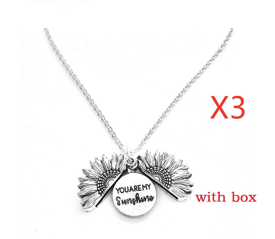 Fashionable Double Letter Pendant Necklace – Sunflower Motif