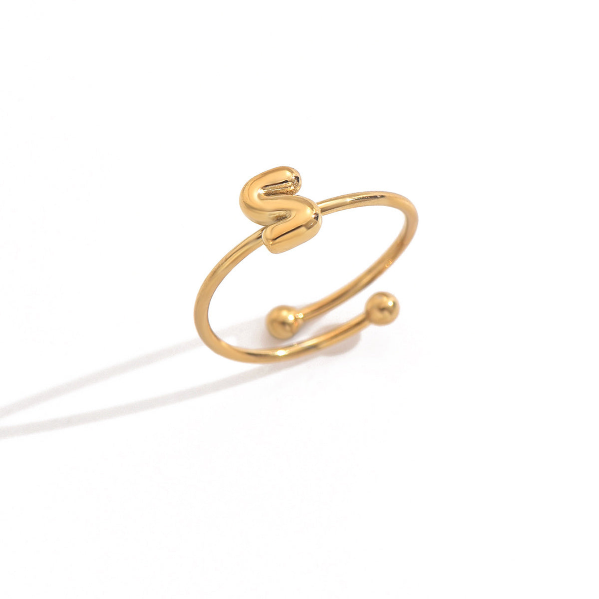 ✨ Laxly 18K Gold-Plated Stainless Steel Initial Ring for Women – Adjustable Minimalist A-Z Letters