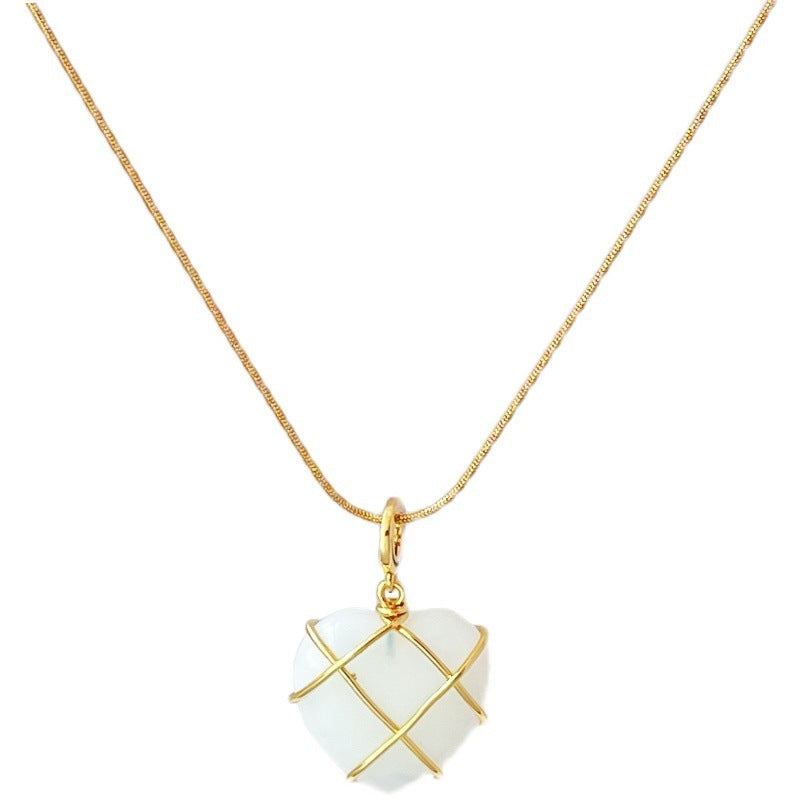 Fashion Girl’s Moonstone Necklace – Cartoon Love Pendant